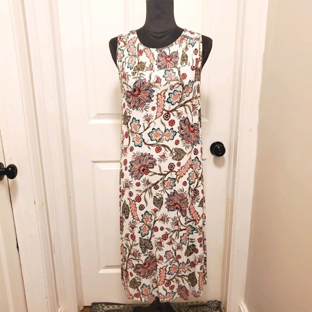 J. JILL Cotton A-line Floral Dress with Pockets